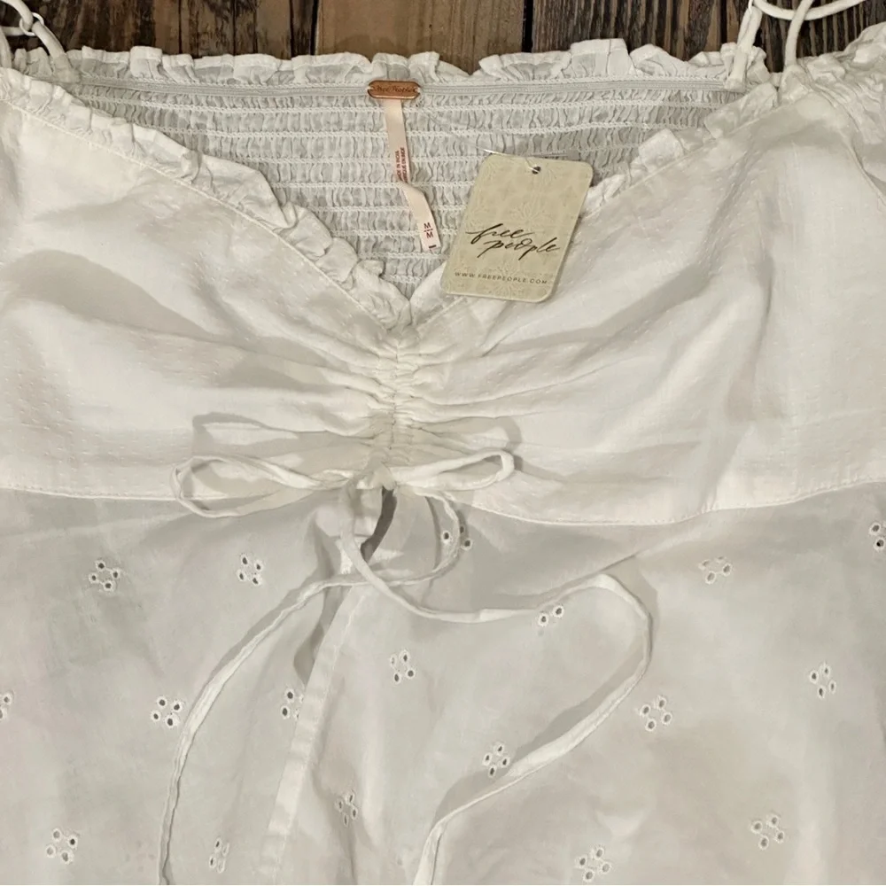 Free People Women’s Ruched Off The Shoulder Cropped Top NWT - Picture 2 of 6